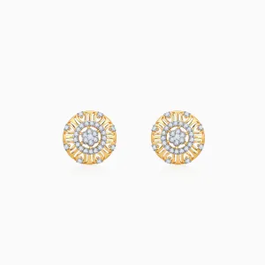 Gold Floral Charm Diamond Earrings