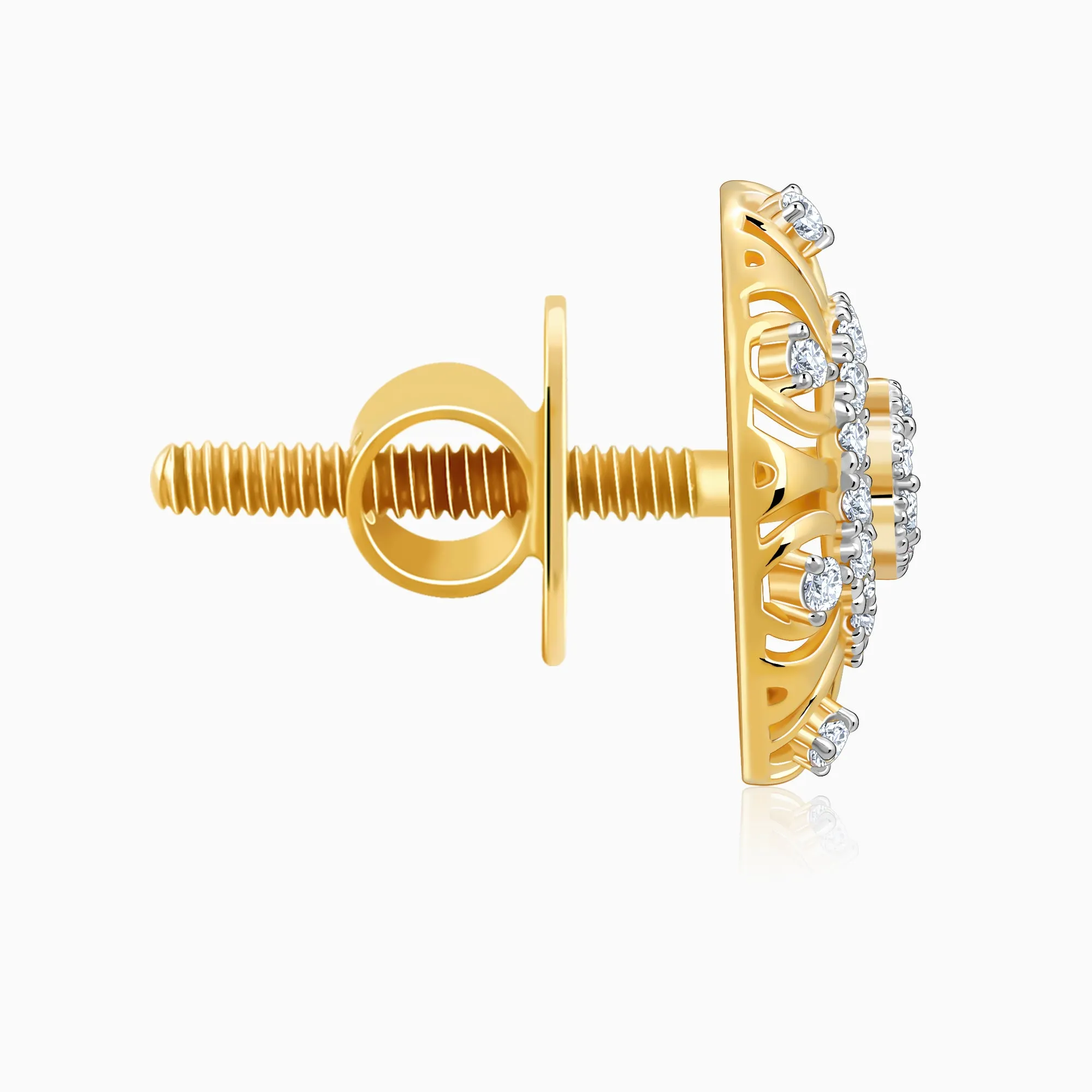 Gold Floral Charm Diamond Earrings
