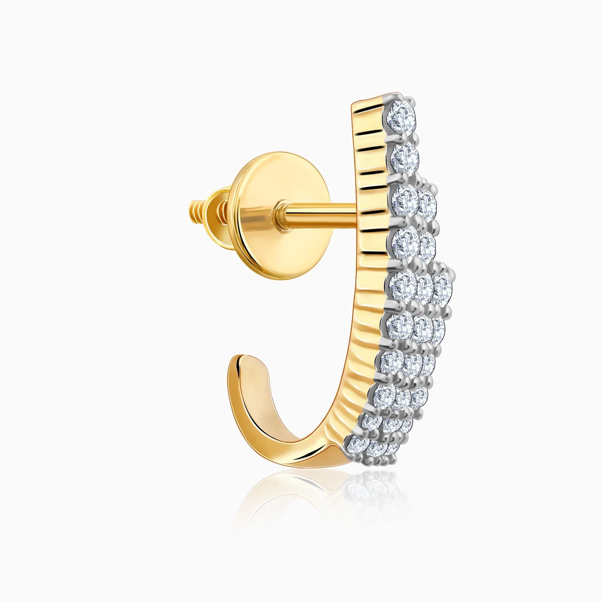 Gold Lumiere Diamond Semi Hoop Earrings