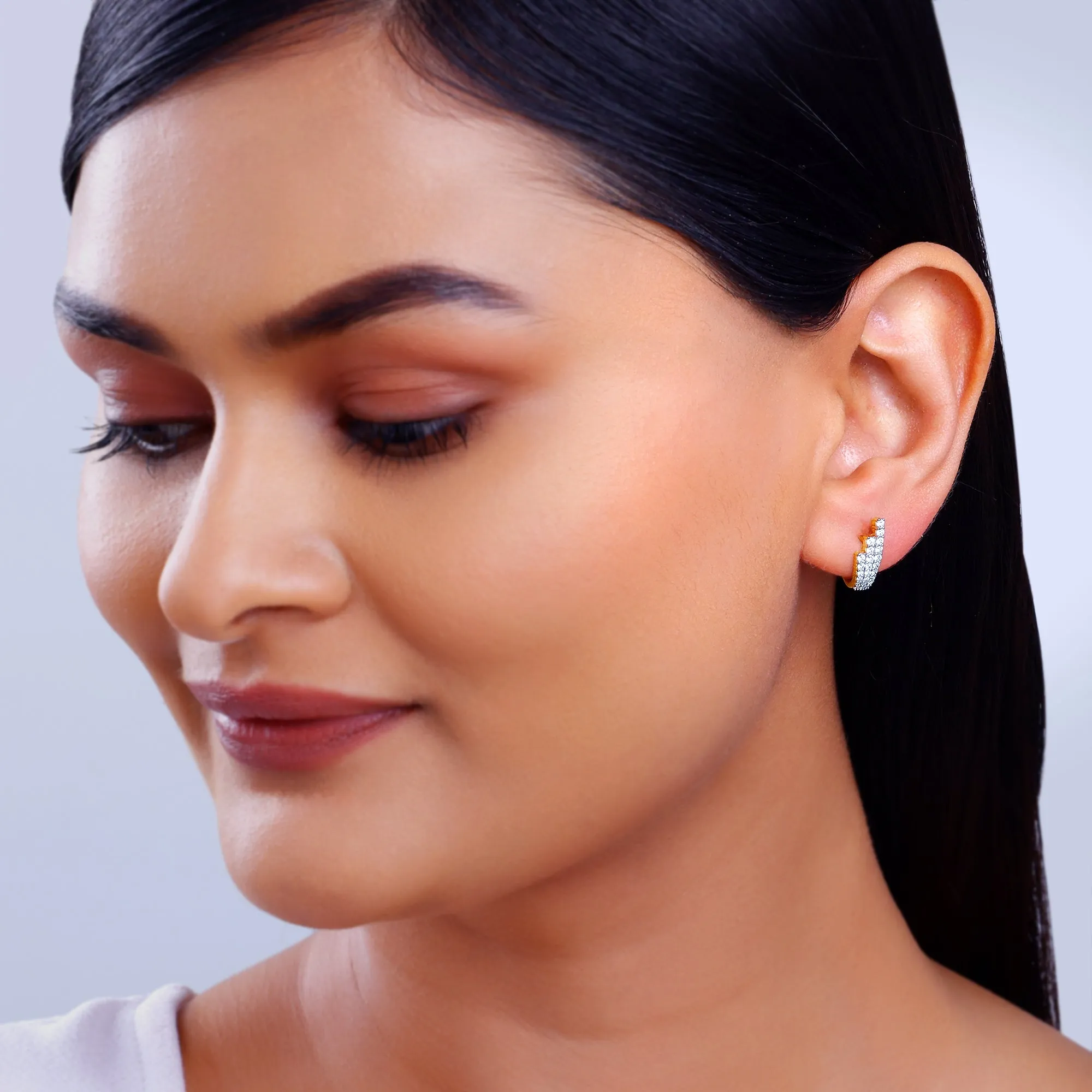 Gold Lumiere Diamond Semi Hoop Earrings