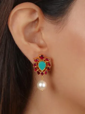 Gold Plated Jadau Kundan Earrings - ME1378