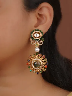 Gold Plated Navratna Earrings - NR-EAR8