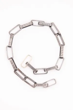 Greek Key Necklace, Sterling & Gold