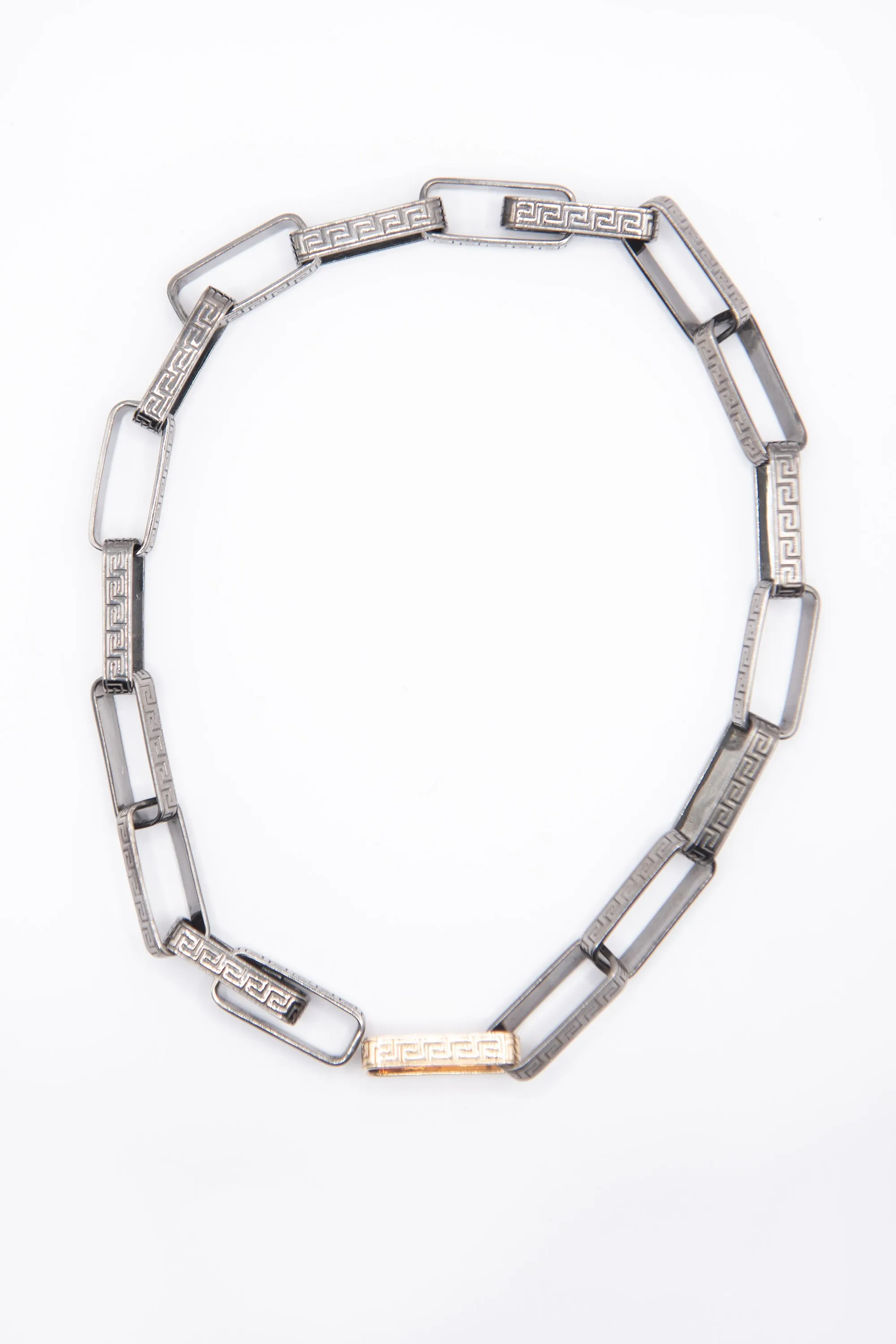Greek Key Necklace, Sterling & Gold