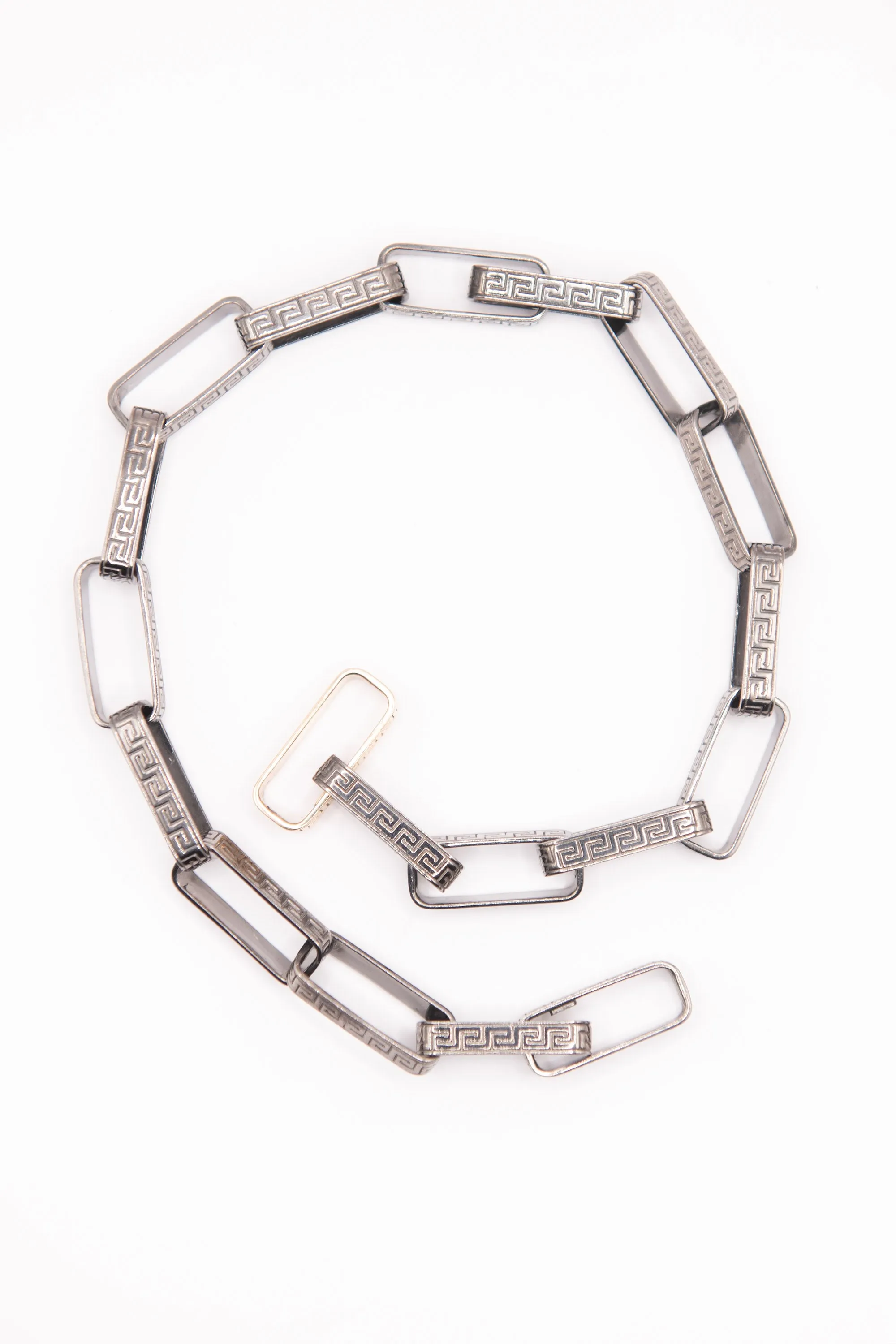 Greek Key Necklace, Sterling & Gold