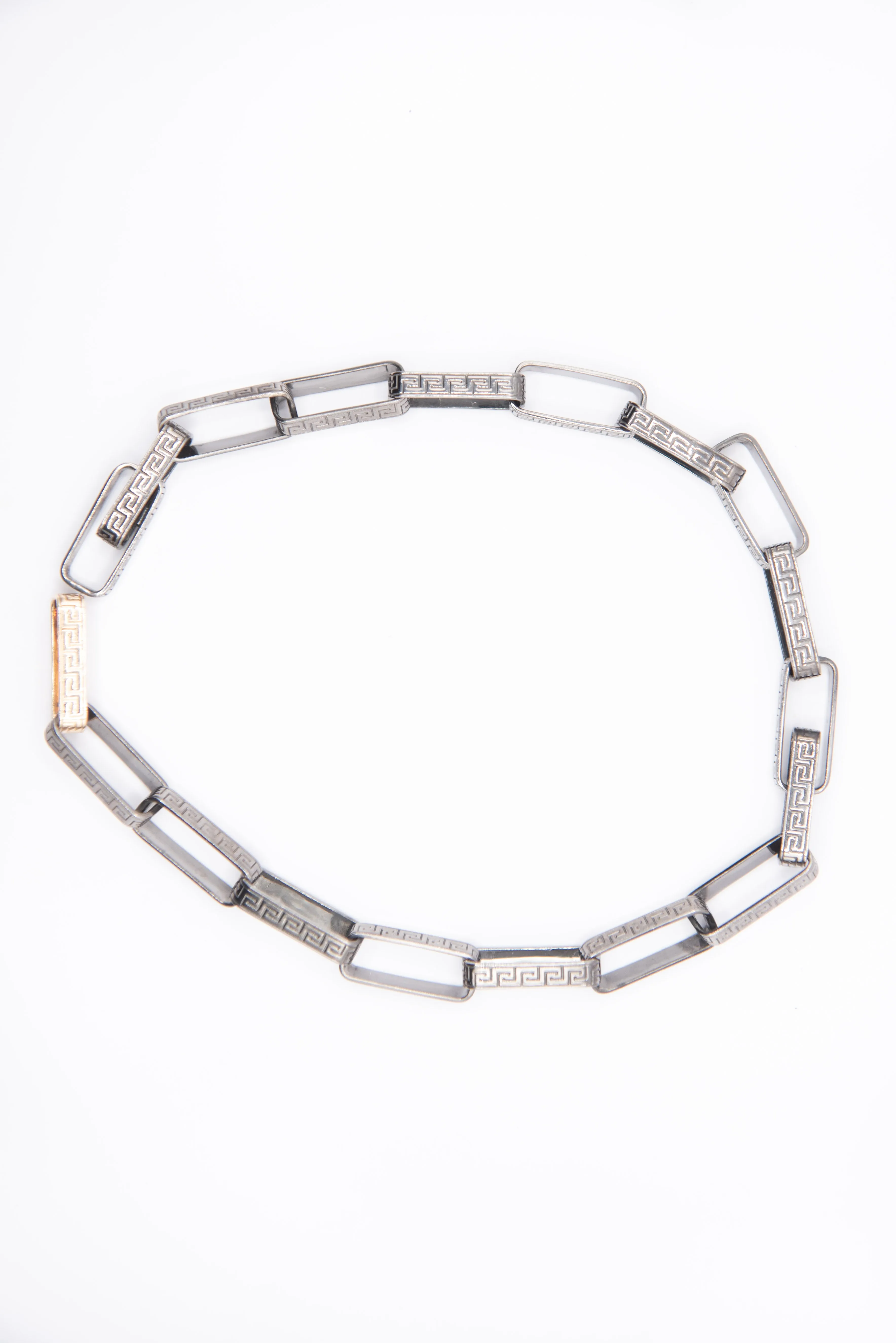 Greek Key Necklace, Sterling & Gold