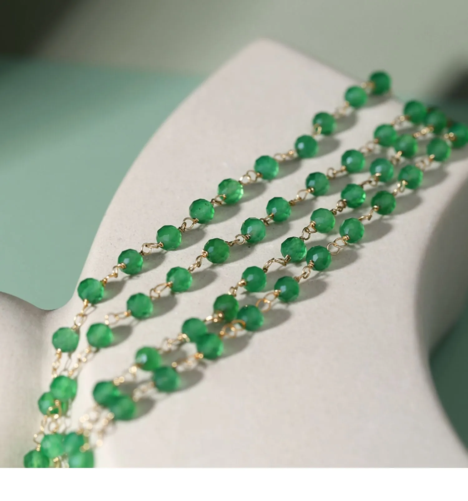 Green Agate Baroque Pearl Pendant Necklace