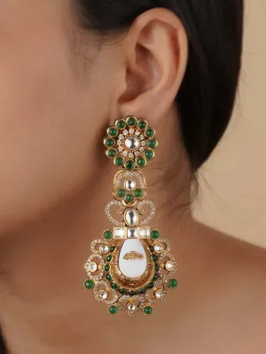 Green Color Gold Plated Moissanite Earrings - MO-EAR36GR