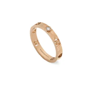 Gucci Icon 18ct Rose Gold Diamond Heart Band Ring