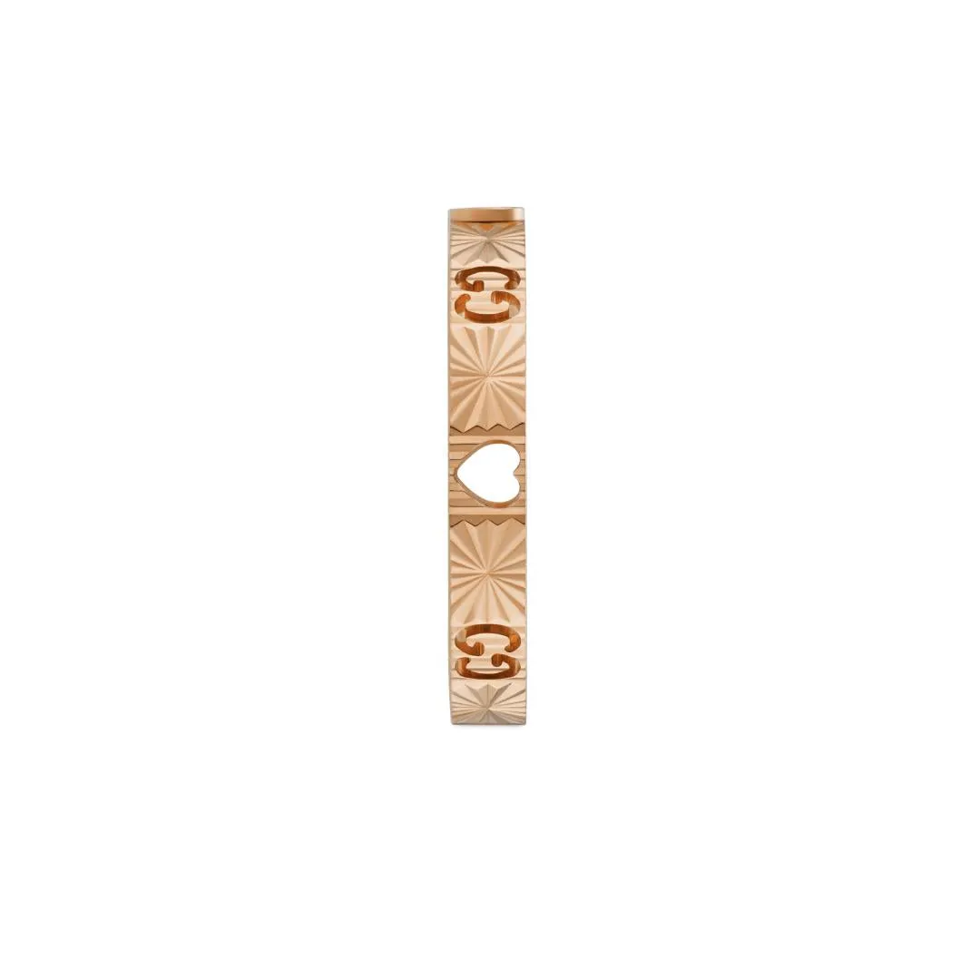 Gucci Icon 18ct Rose Gold Diamond Heart Band Ring