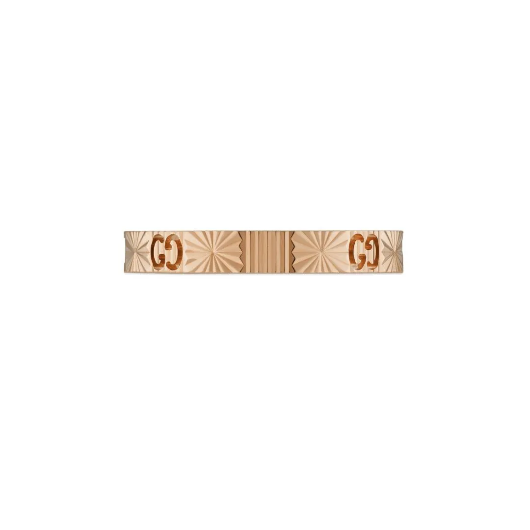 Gucci Icon 18ct Rose Gold Diamond Heart Band Ring
