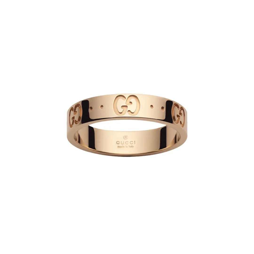 Gucci Icon 18ct Rose Gold Thin Band Ring