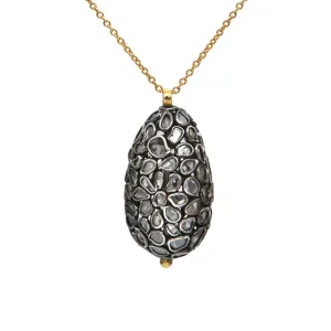 Gurhan Pastiche Sliced Diamond Sterling Egg and 22k Gold Necklace