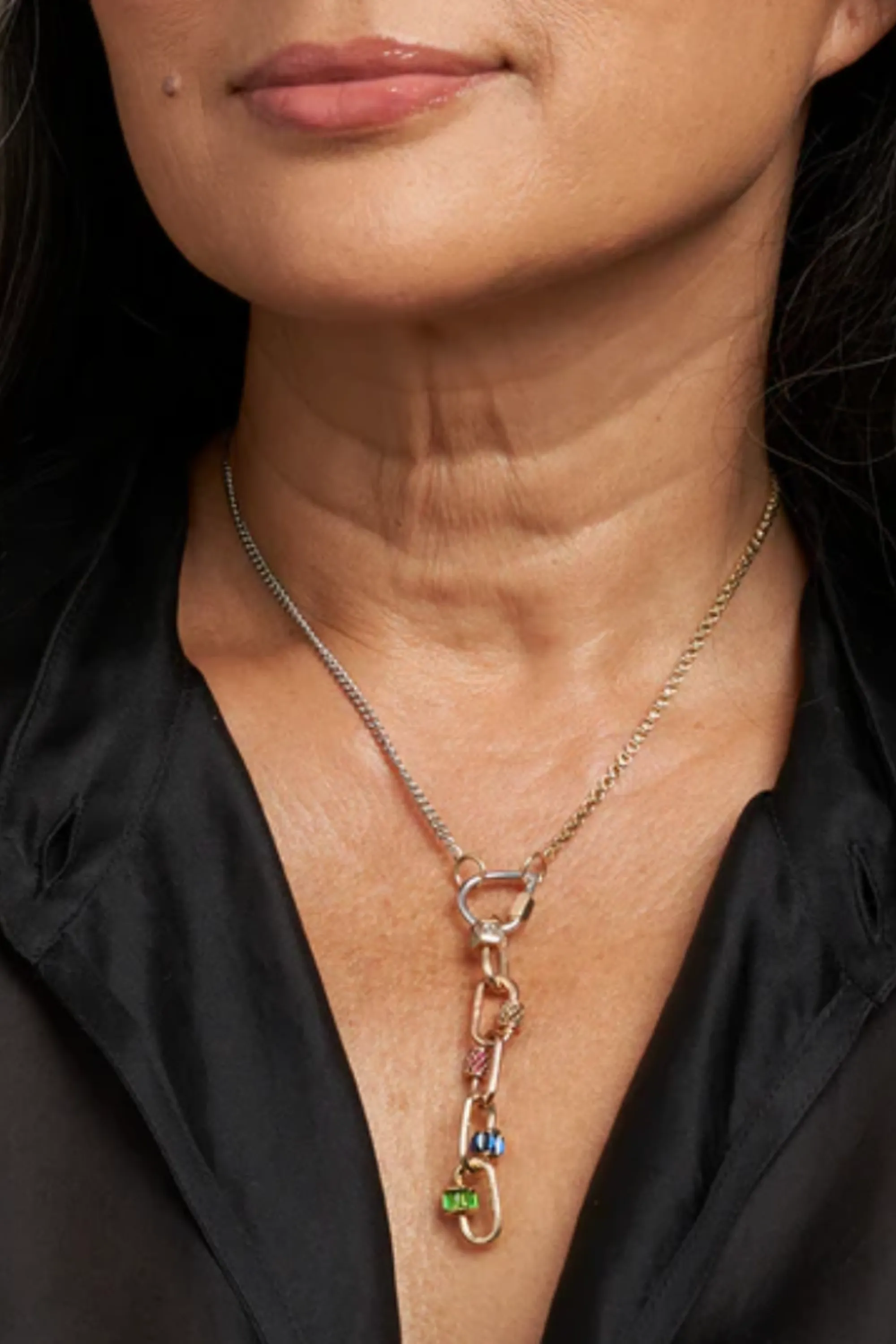 Half And Half Chain Necklace, Mixed Metal