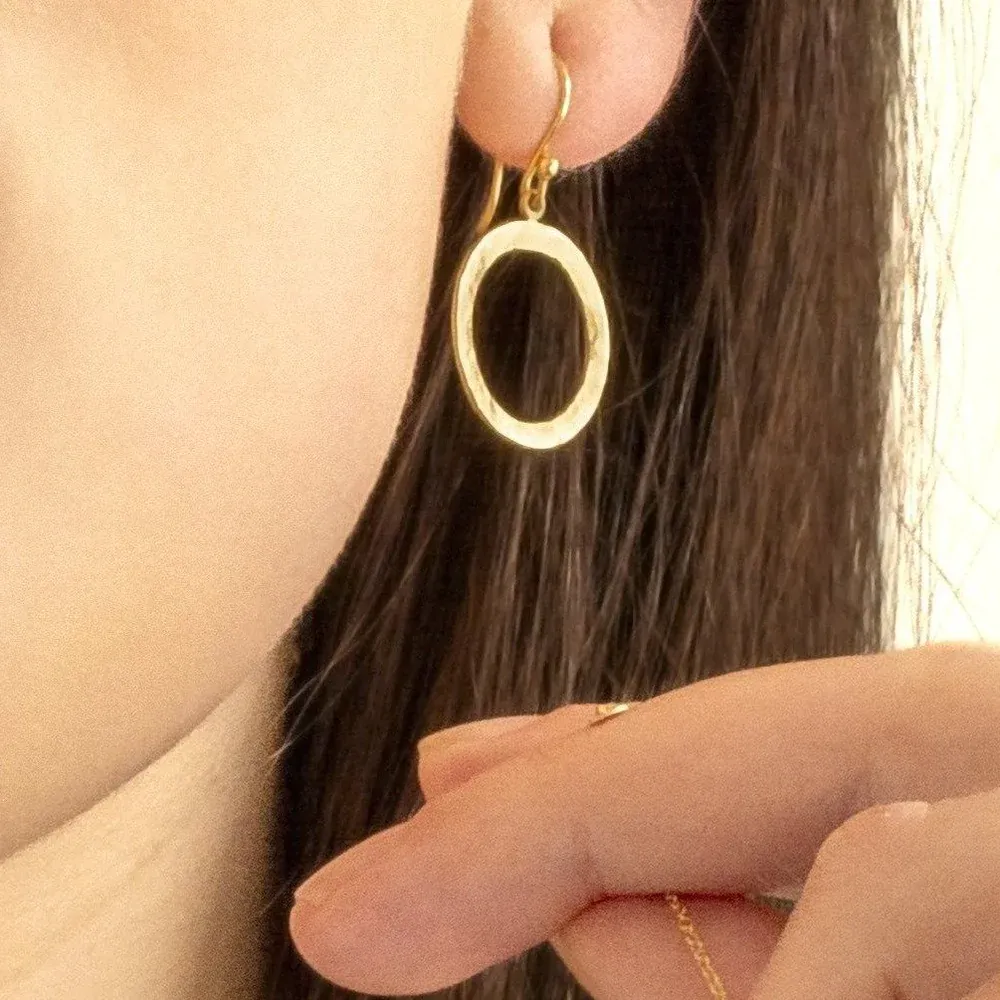 Hammered Open Disc Hook Earrings