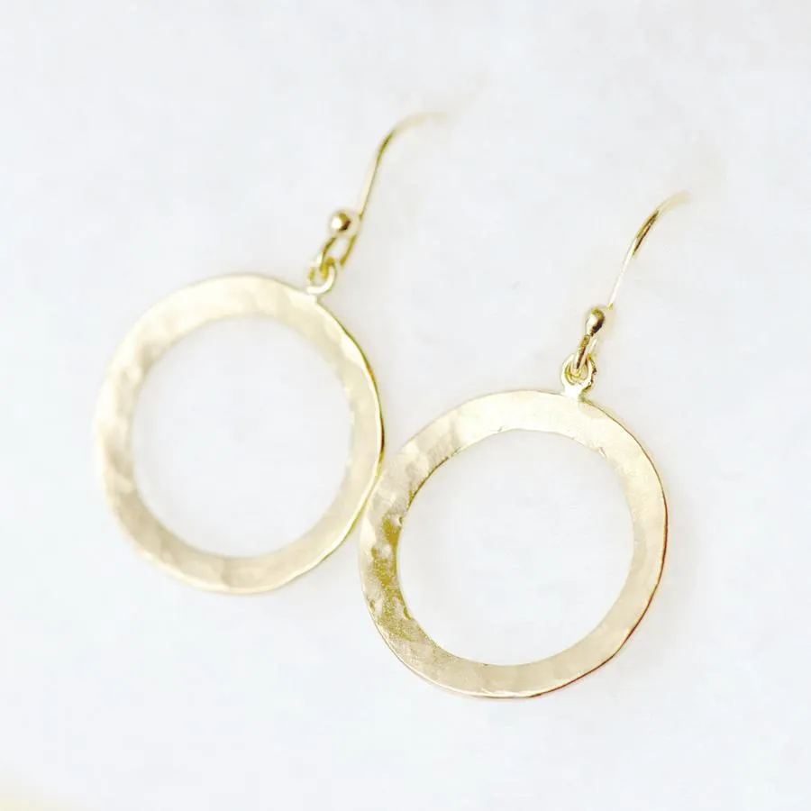 Hammered Open Disc Hook Earrings