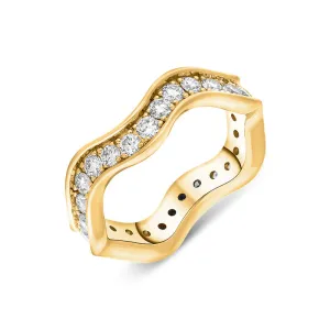 Hans D Krieger 18ct Yellow Gold 1.21ct Diamond Wave Eternity Ring