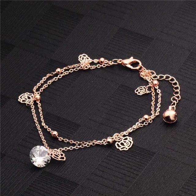 H:HYDE Fine Sexy Pendant Anklet For Woman Boho Geometric Ankle Bracelet Charm Bohemian Anklets Jewelry Summer Beach Party Gift