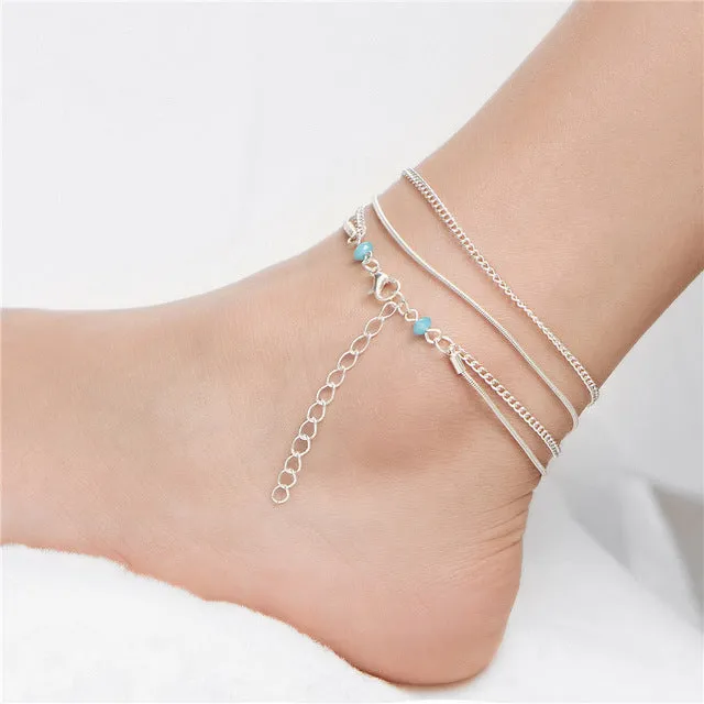 H:HYDE Fine Sexy Pendant Anklet For Woman Boho Geometric Ankle Bracelet Charm Bohemian Anklets Jewelry Summer Beach Party Gift