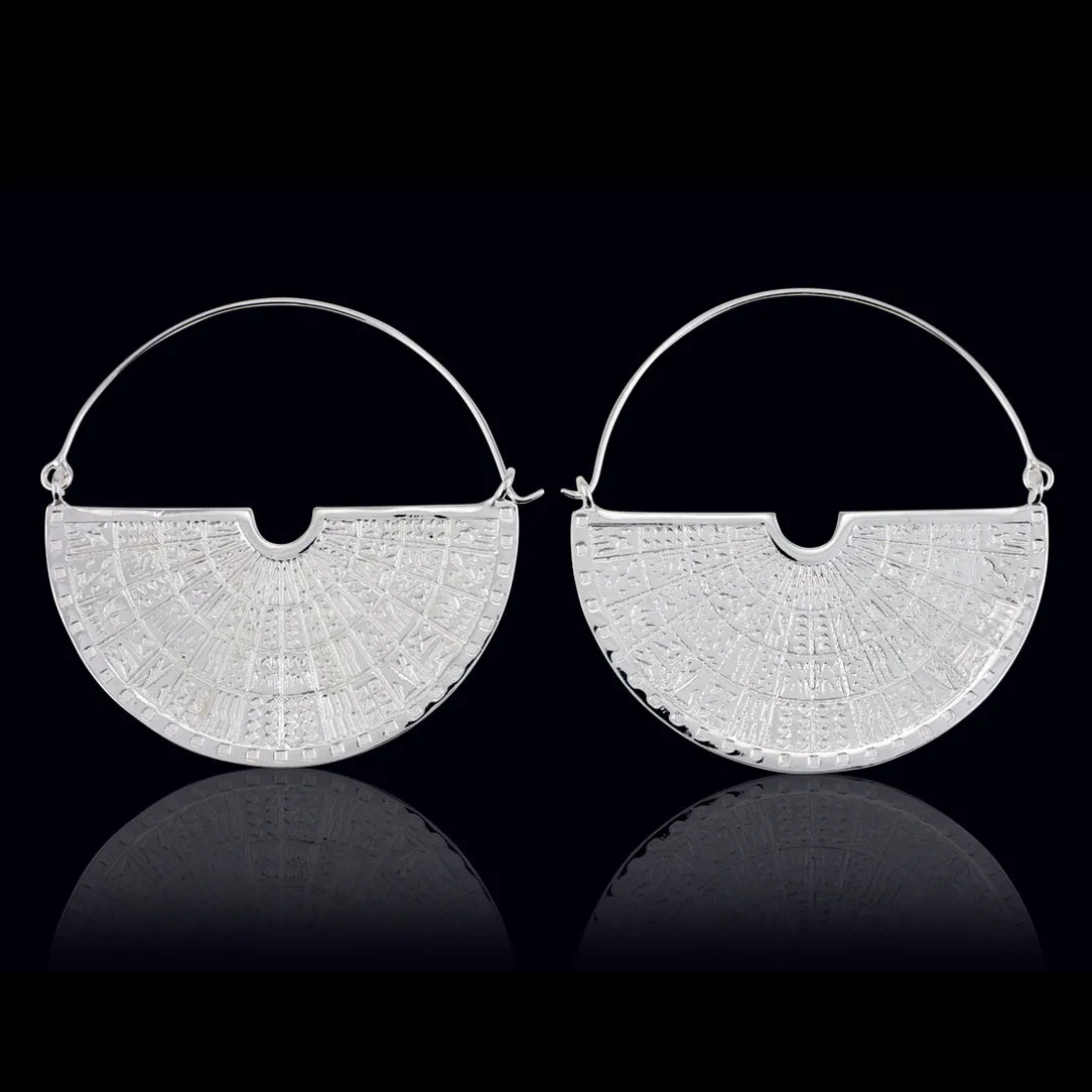 Hieroglyphic Hoops - Silver Posts