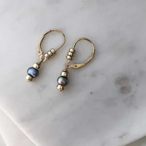 Iridescent Pearl Drop Leverback Earrings