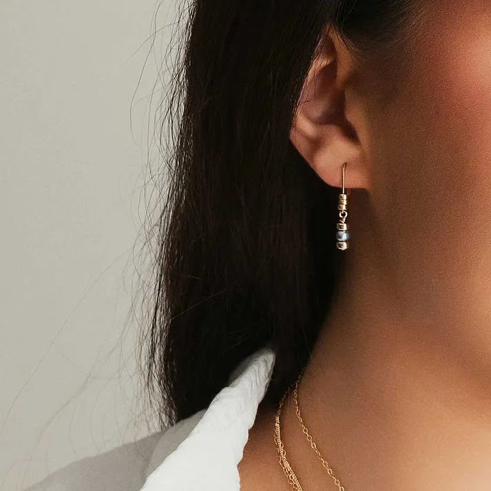 Iridescent Pearl Drop Leverback Earrings