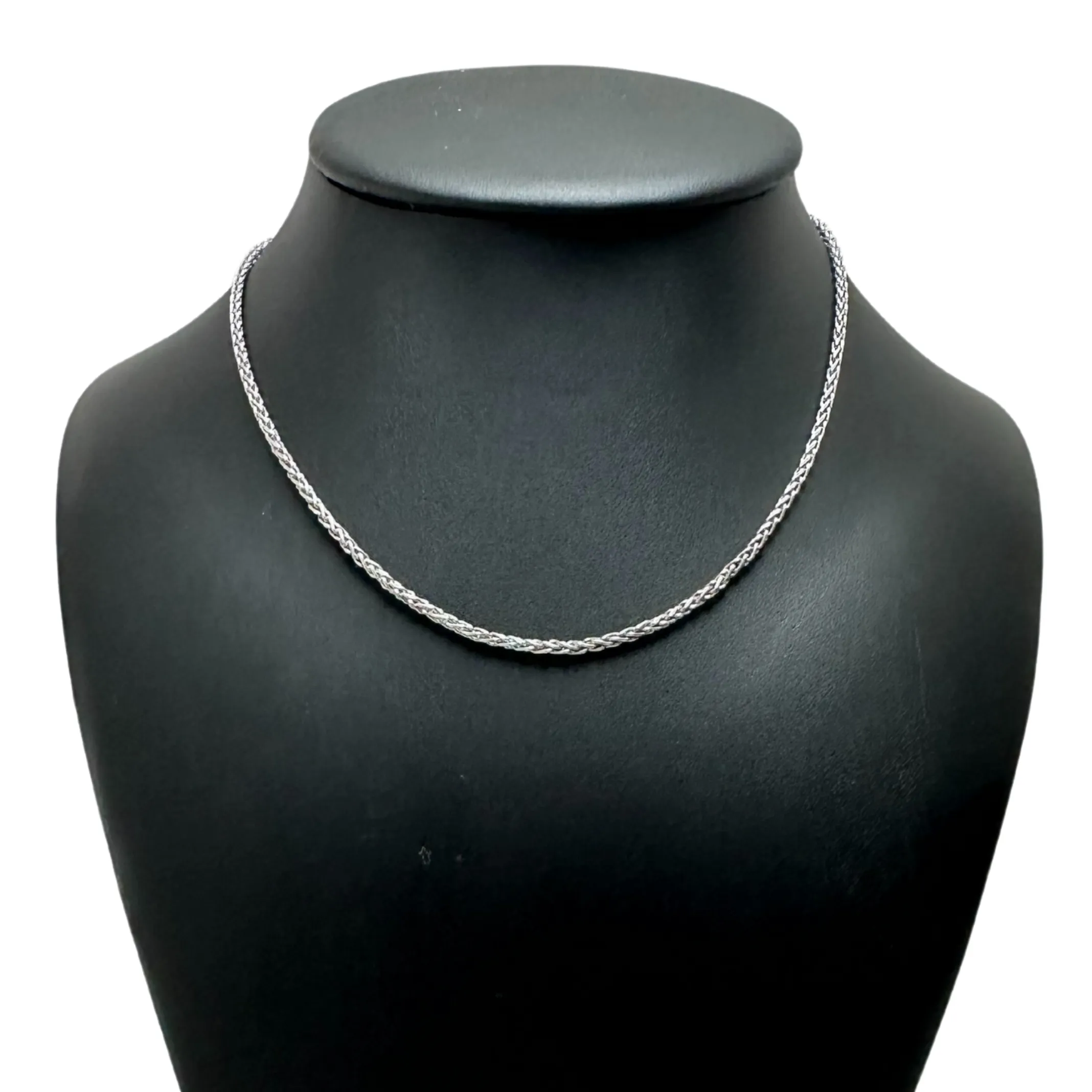 Italian 15 3/4" 18k White Gold Wheat Link Chain