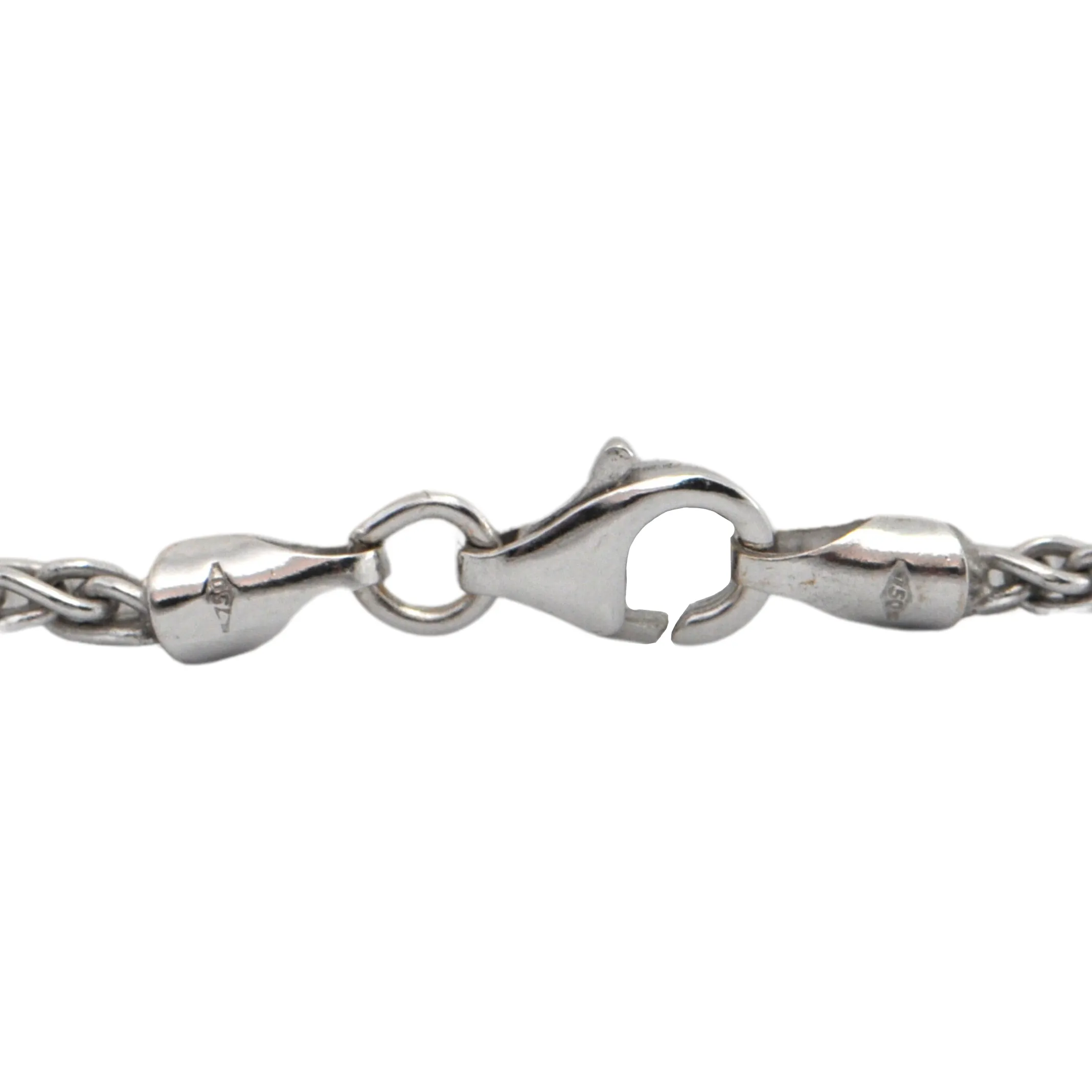 Italian 15 3/4" 18k White Gold Wheat Link Chain