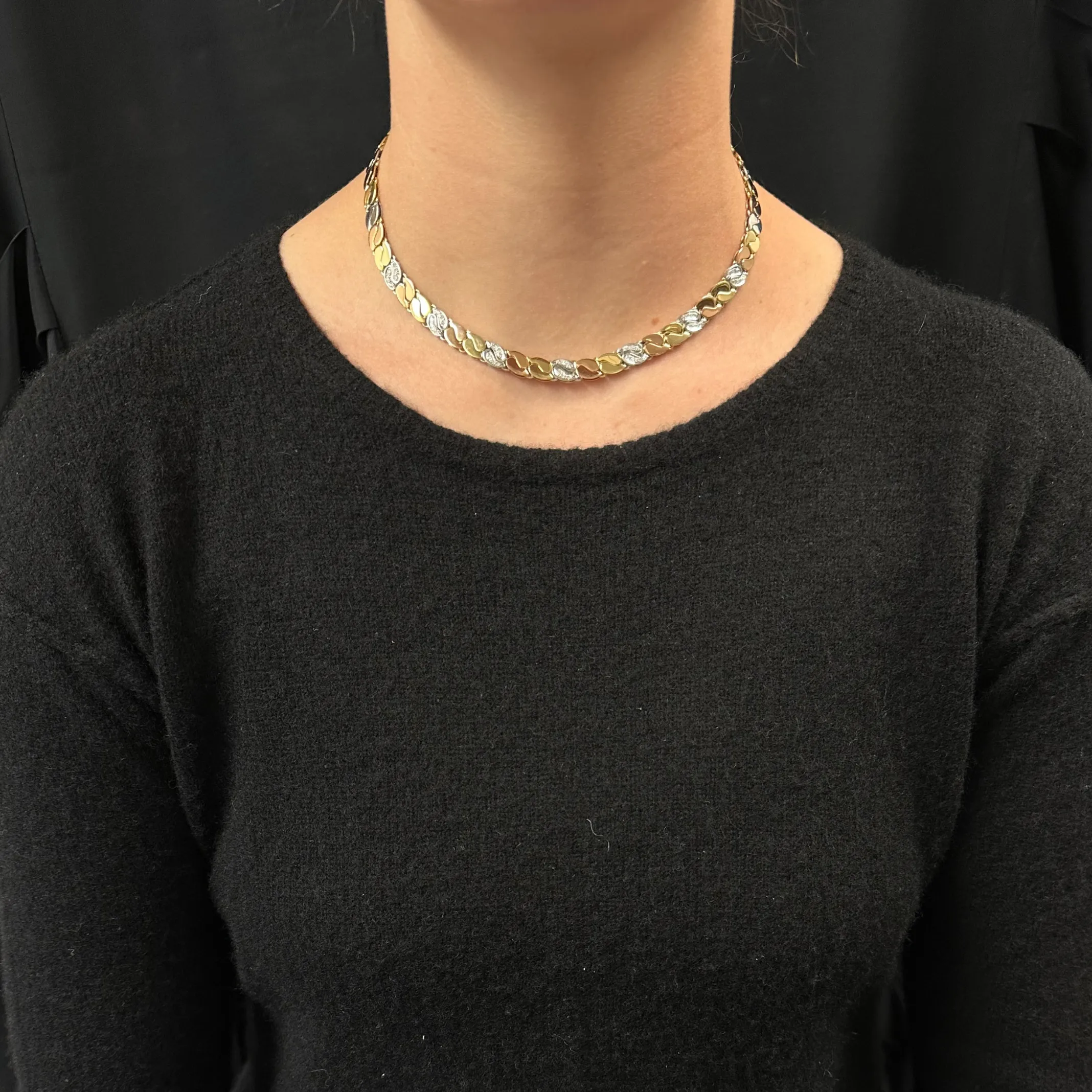 Italian Chimento Diamond Tri-Colored 18k Gold Reversable Necklace