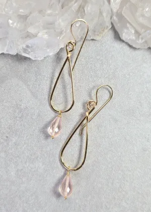 James   Jezebelle | Rose Quartz Single Drop Hoop