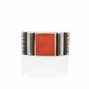 Jean Despr??s Silver and Coral Ring