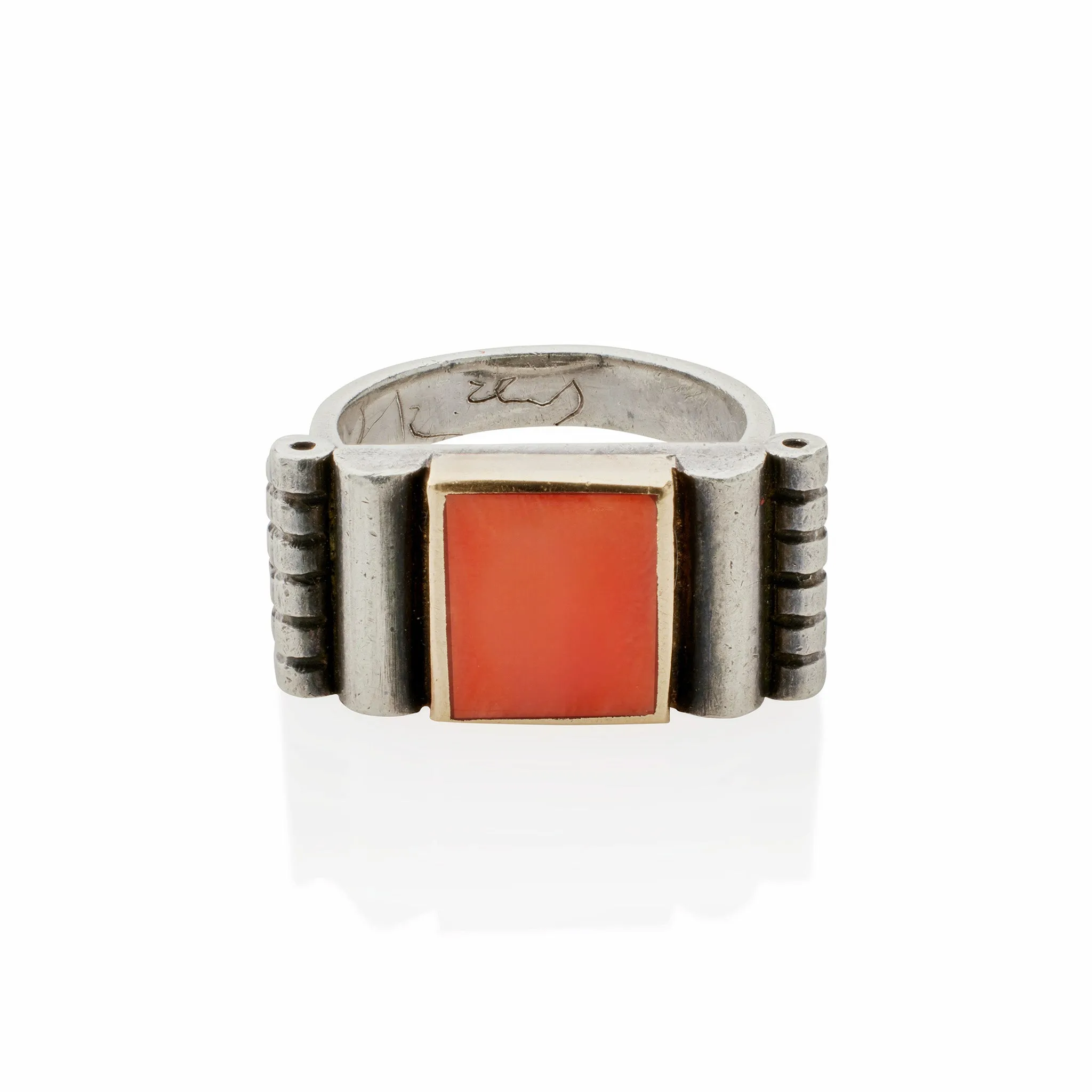 Jean Despr??s Silver and Coral Ring