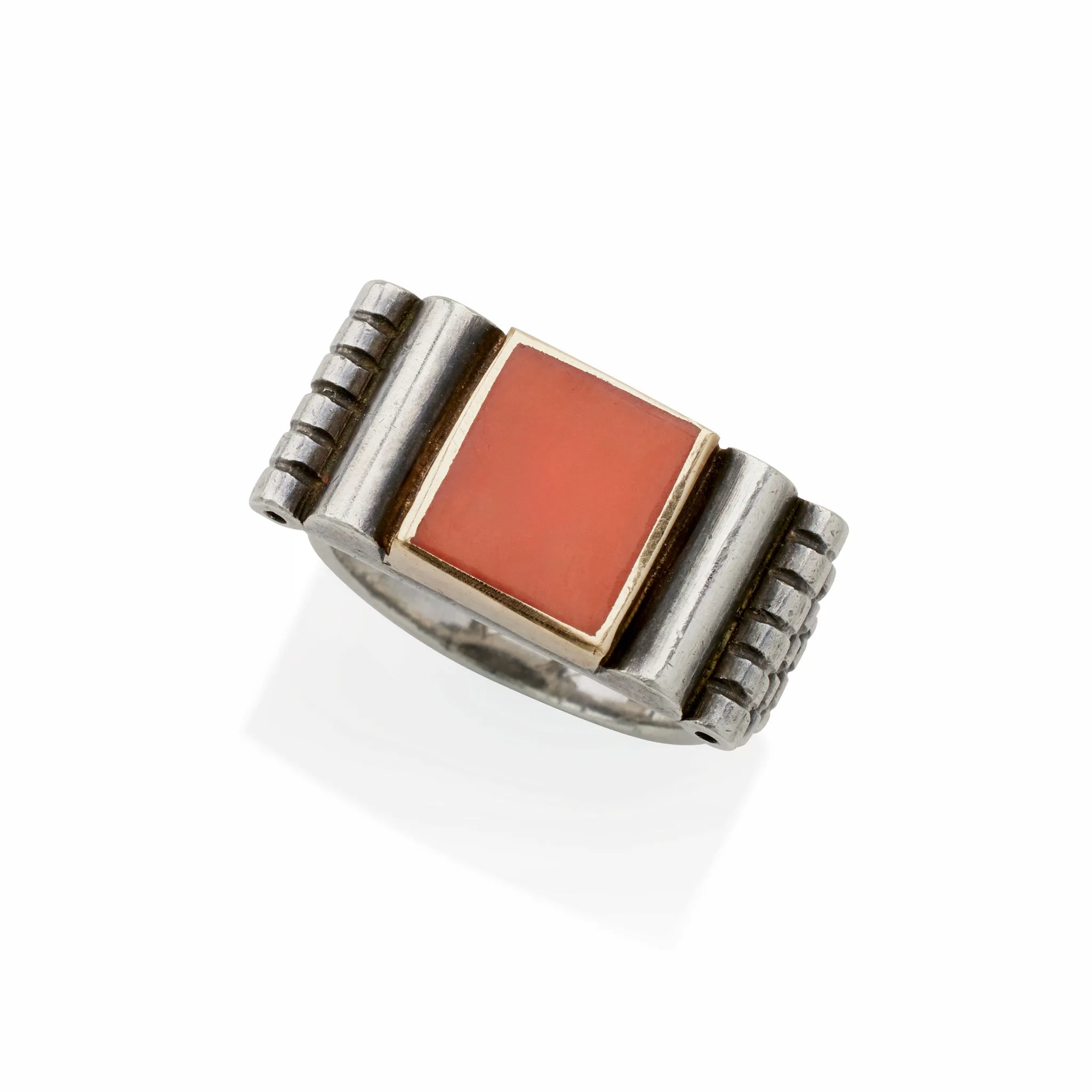 Jean Despr??s Silver and Coral Ring