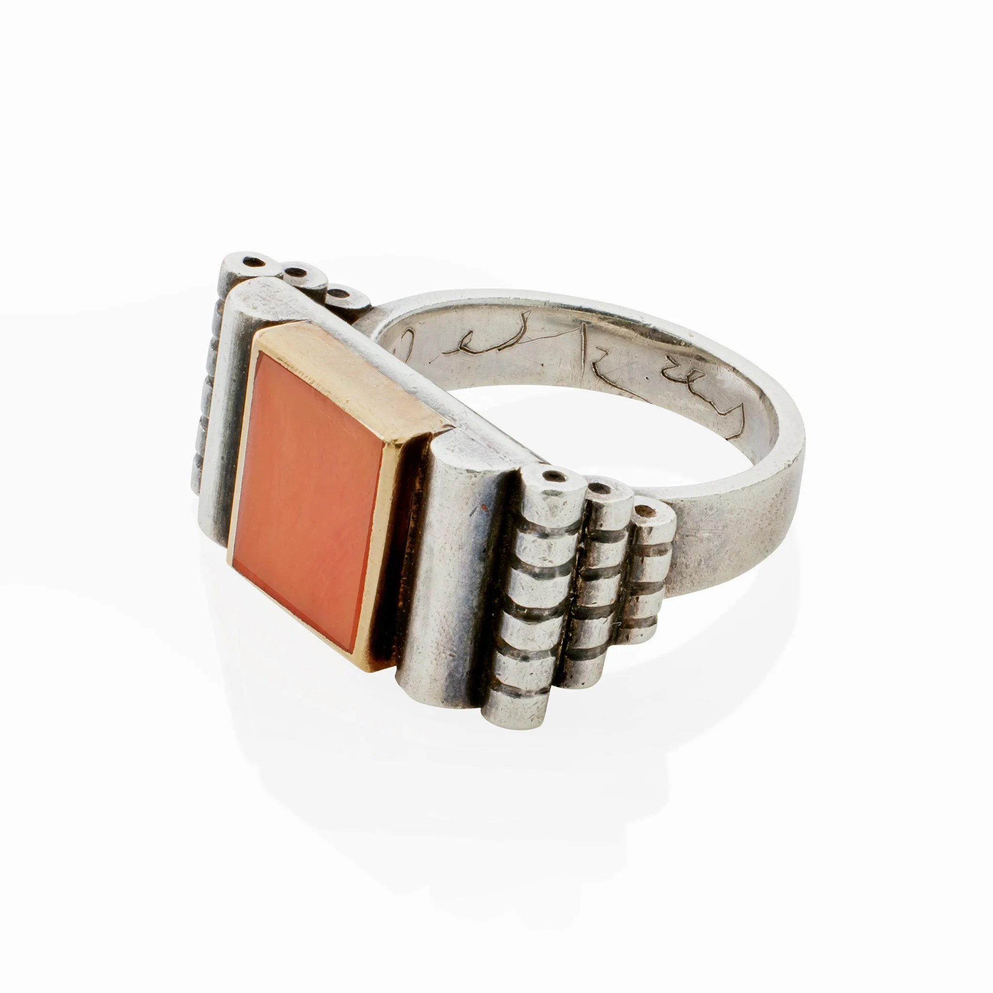 Jean Despr??s Silver and Coral Ring