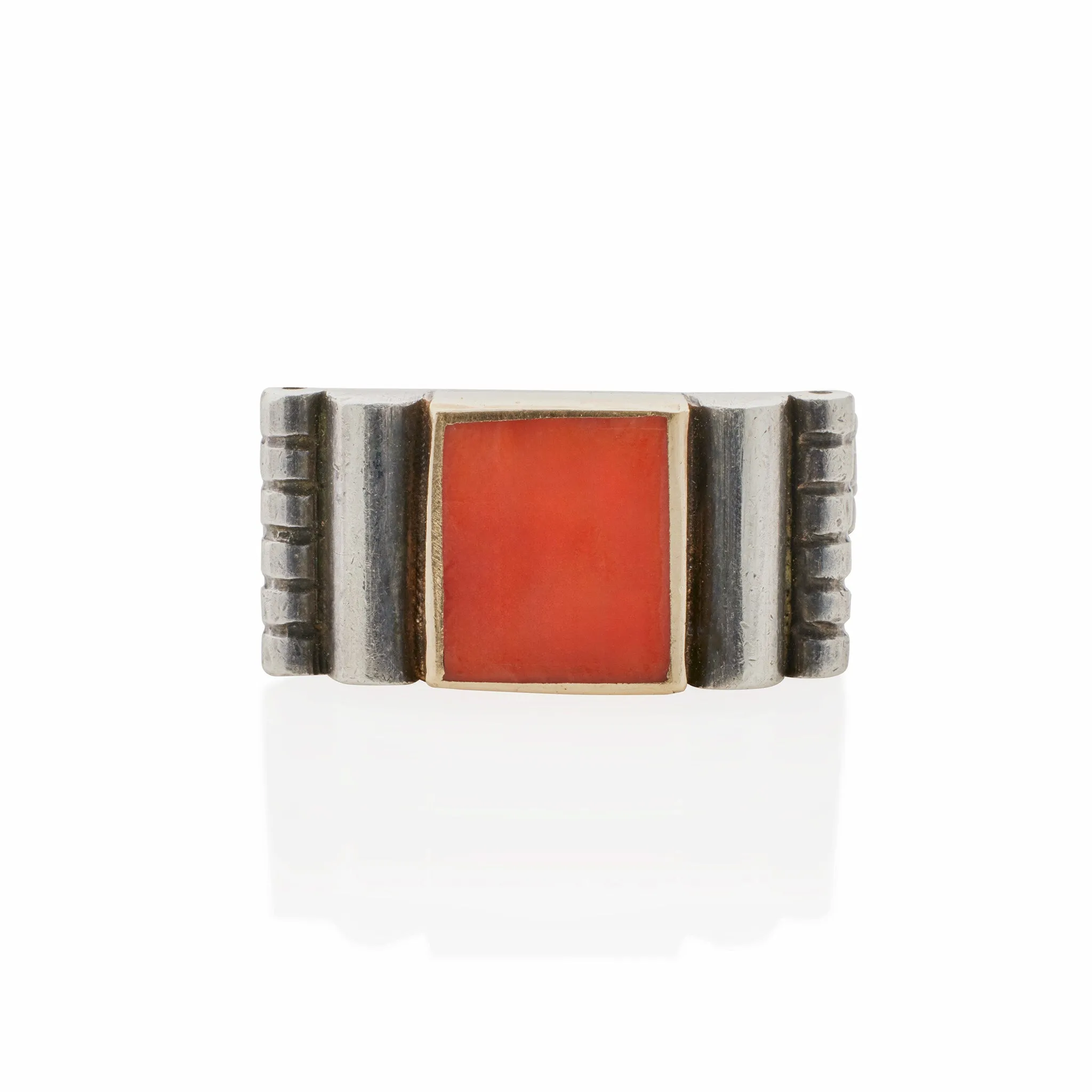 Jean Despr??s Silver and Coral Ring