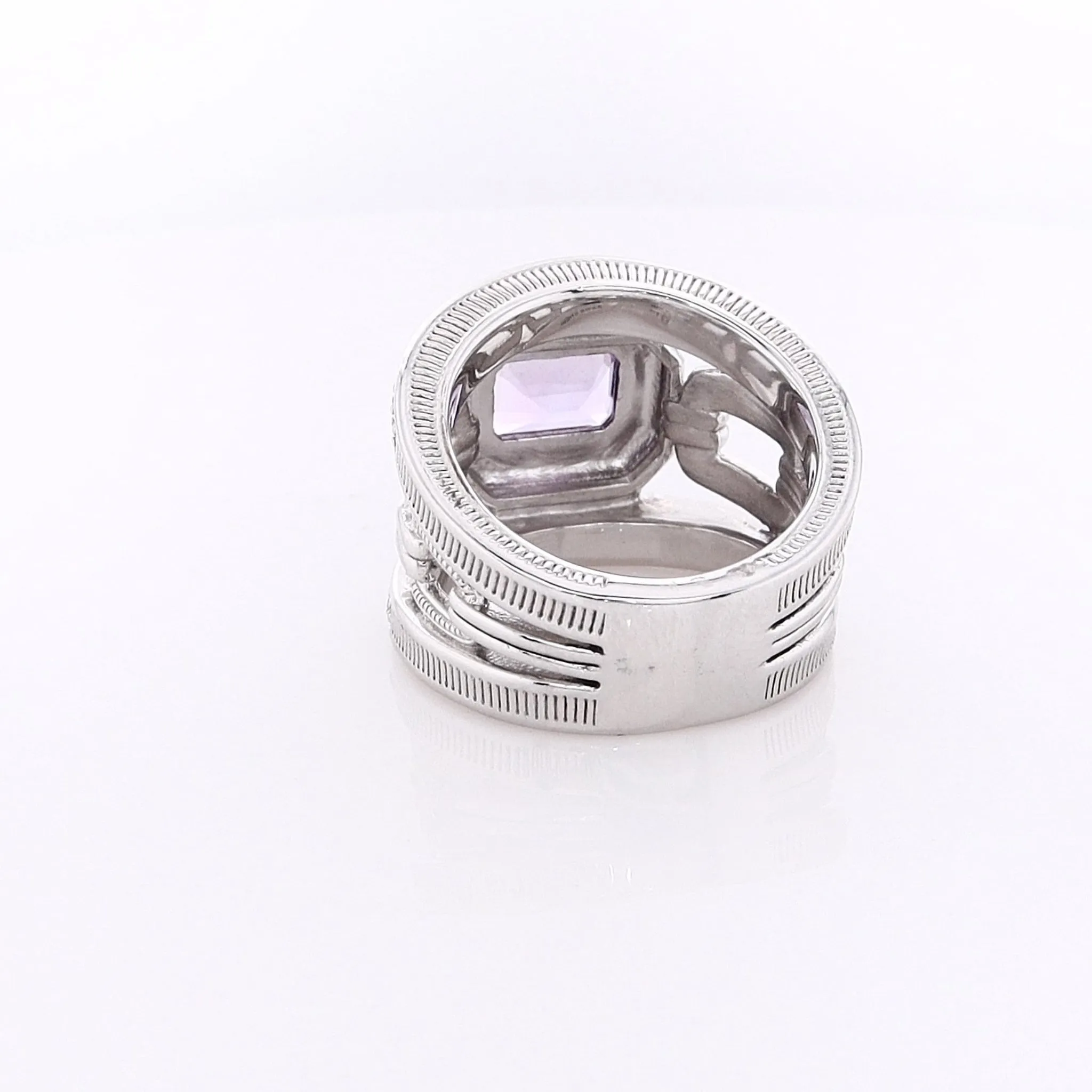 Judith Ripka Adrienne Band Ring With Enamel, Amethyst and Diamonds