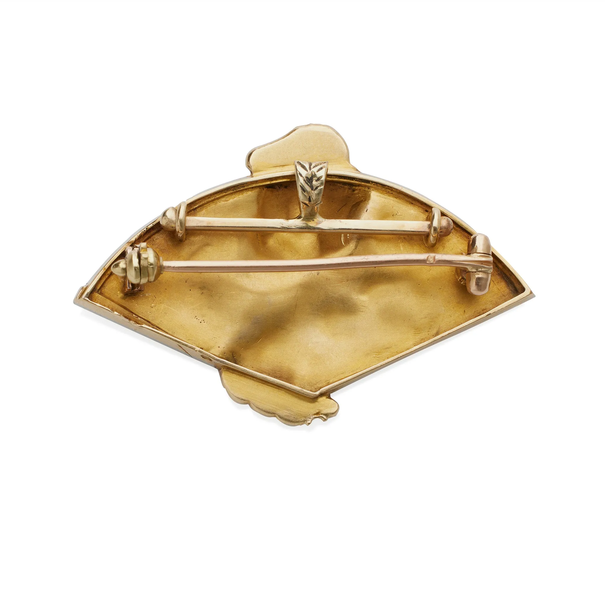 Jules Ch??ret Art Nouveau 18K Gold and Rose-cut Diamond Brooch