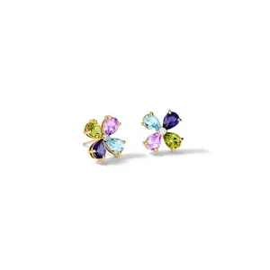 Klover Small Earrings Yellow Gold - Mixed Gemstone