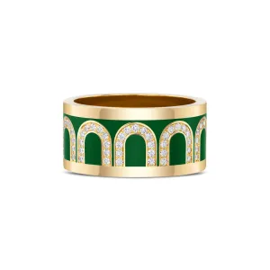L'Arc de DAVIDOR Ring GM, 18k Yellow Gold with Palais Royal Lacquered Ceramic and Arcade Diamonds