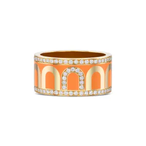 L'Arc de DAVIDOR Ring GM, 18k Yellow Gold with Zeste Lacquered Ceramic and Porta Diamonds