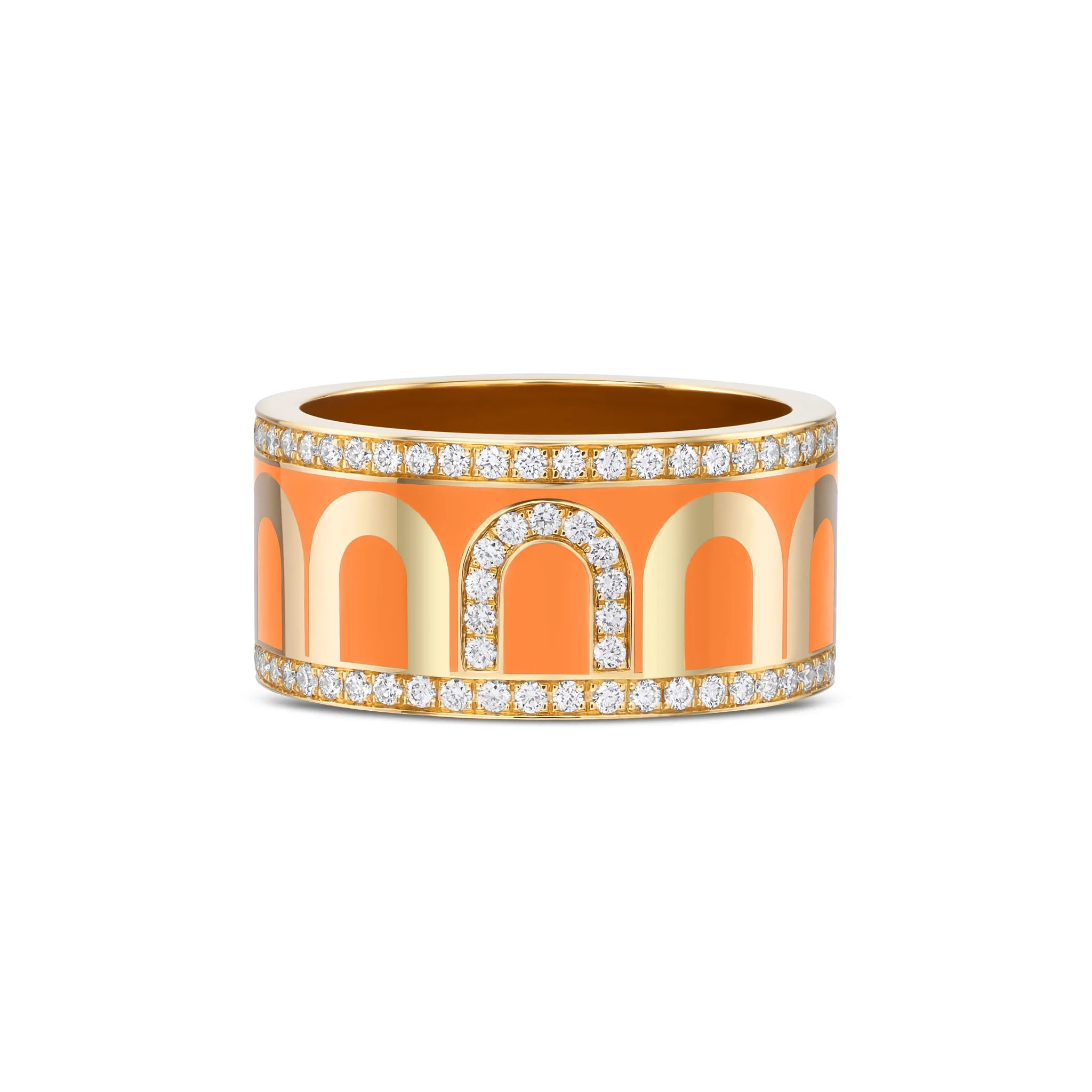 L'Arc de DAVIDOR Ring GM, 18k Yellow Gold with Zeste Lacquered Ceramic and Porta Diamonds
