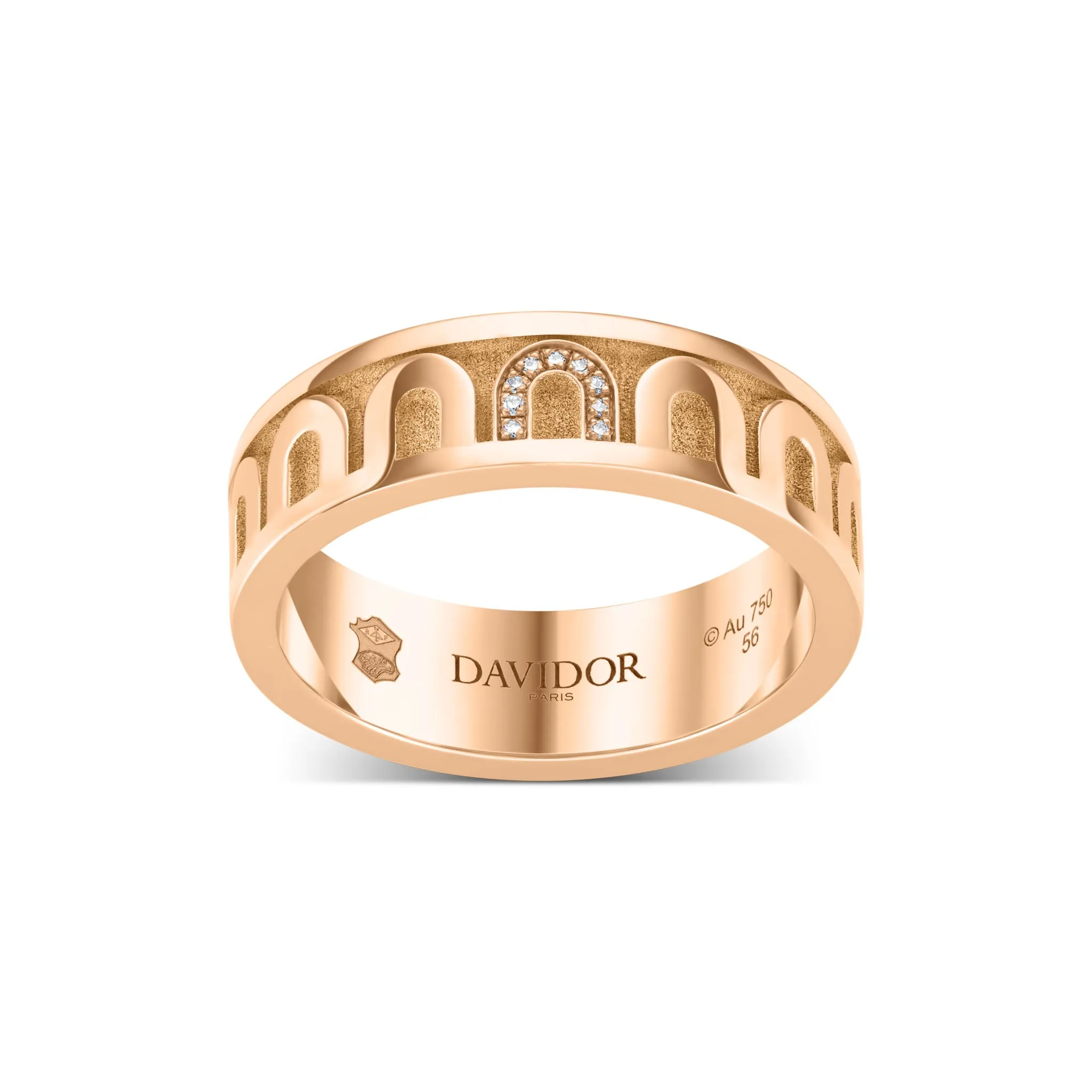 LArc de DAVIDOR Ring MM, 18k Rose Gold with Satin Finish and Porta Simple Diamonds