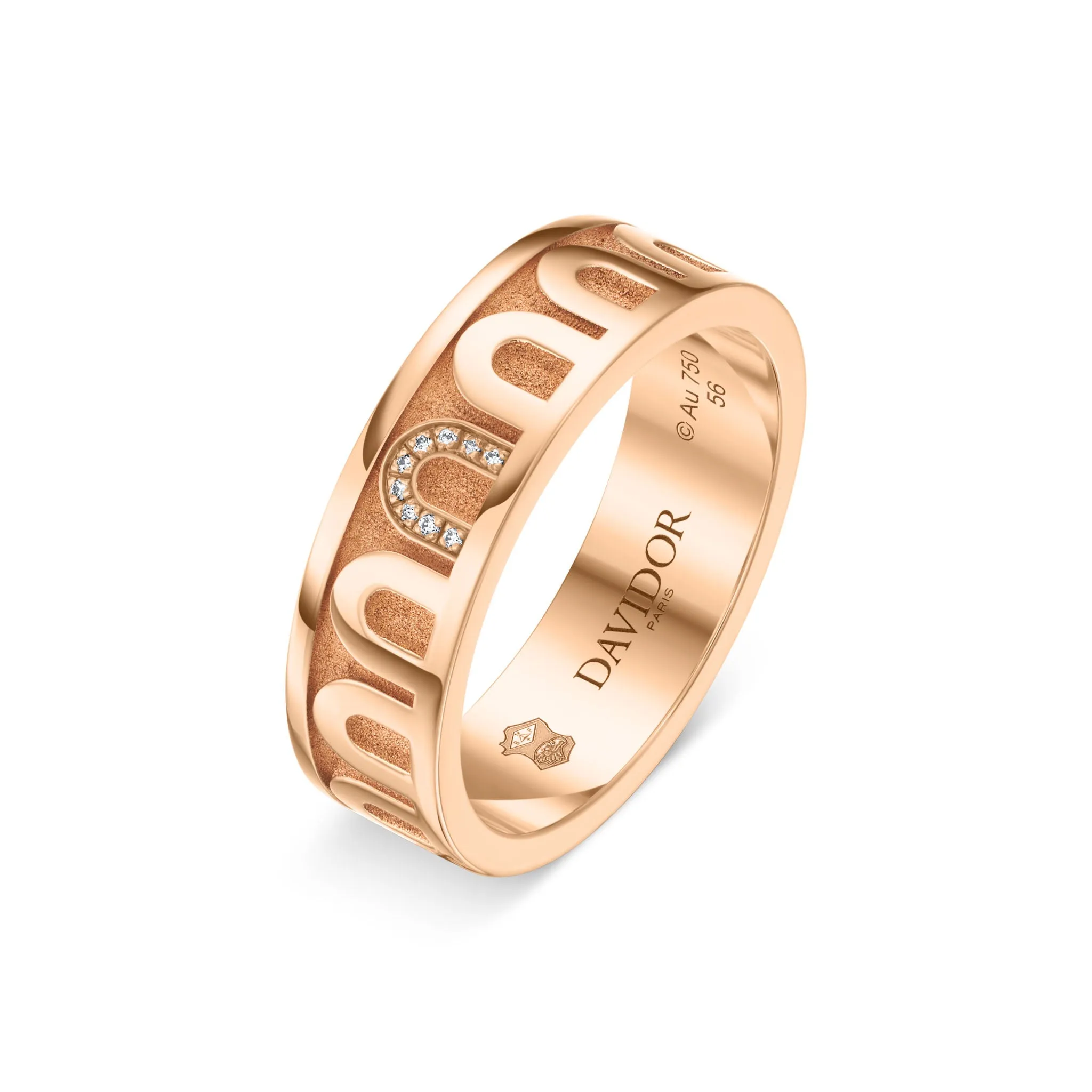 LArc de DAVIDOR Ring MM, 18k Rose Gold with Satin Finish and Porta Simple Diamonds