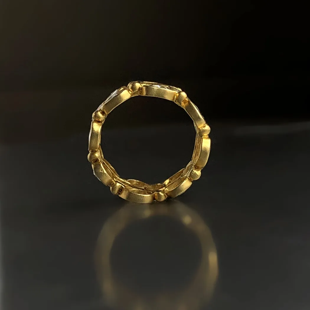 Lauren Harper 3.82 Ct Rosecut Diamond Matte Gold Three-Row Eternity Band Ring