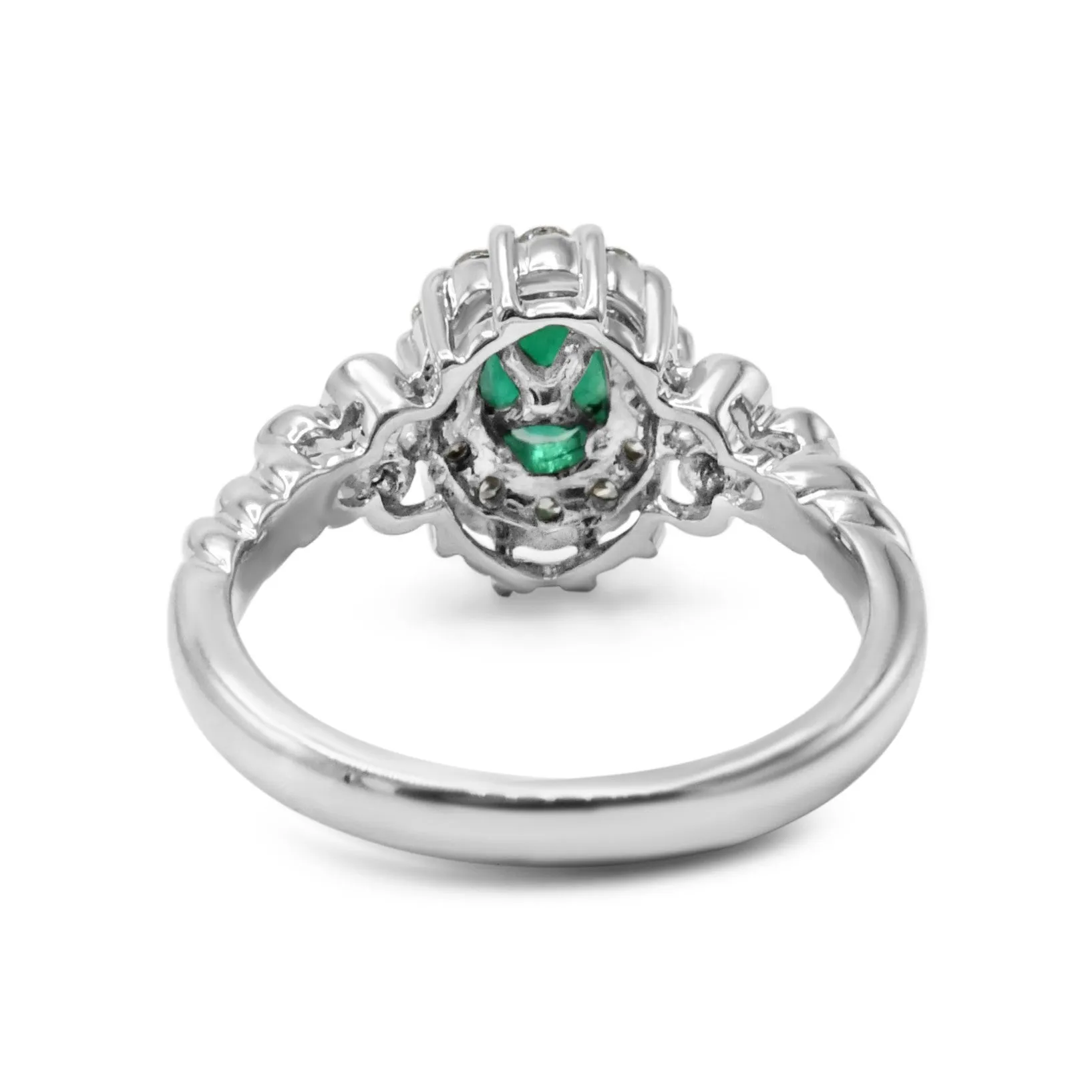 Le Vian 14ct White Gold Diamond & Oval Emerald Halo Ring