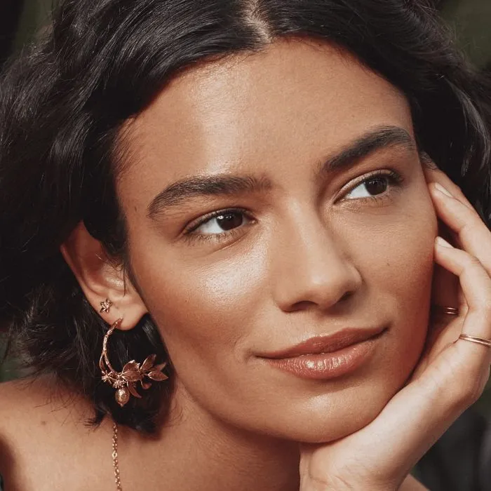 Lemon Blossom Branch Hoop Earrings with Hanging Lemons
