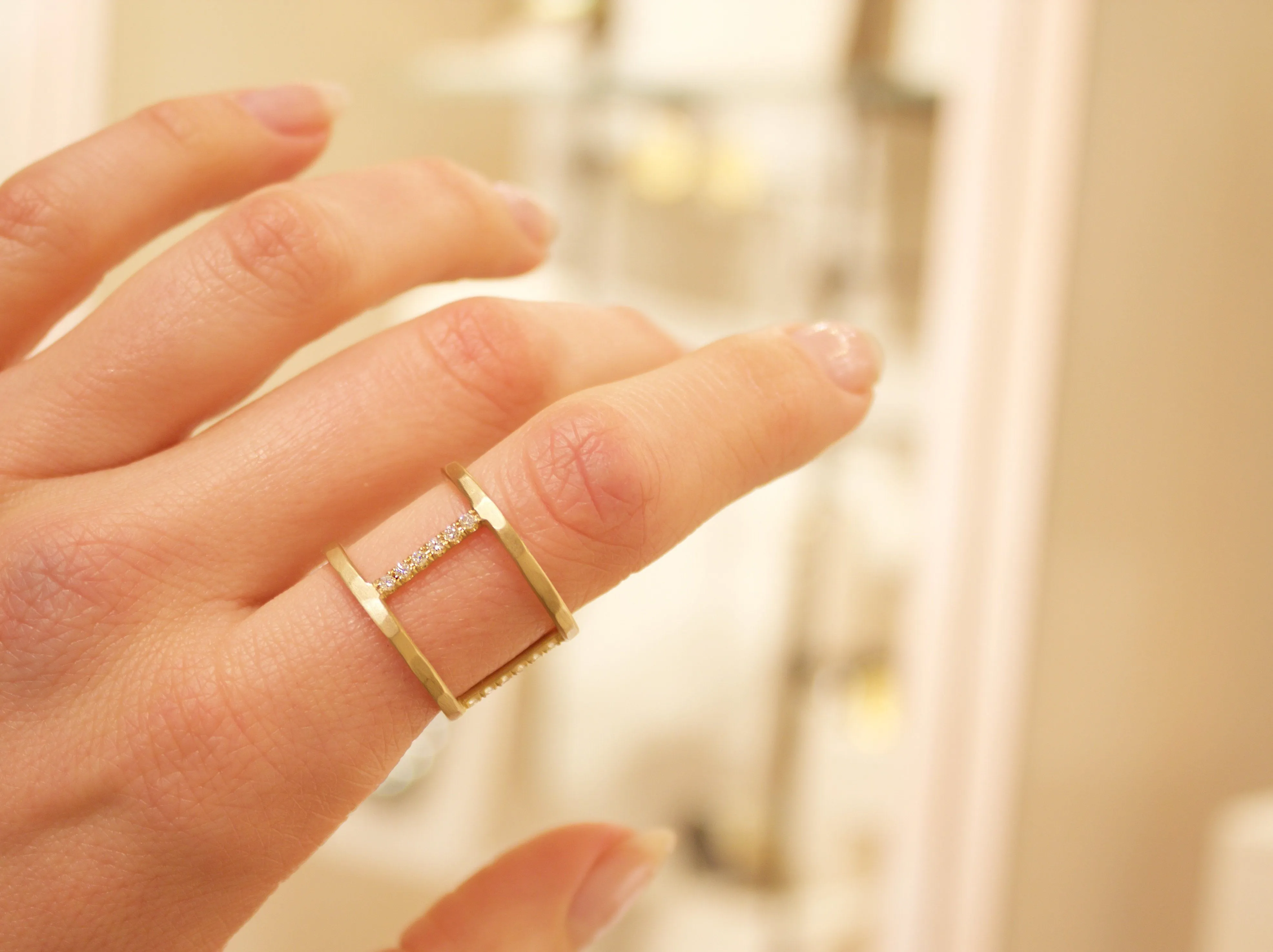 Lisa Ziff Diamond Gold Handmade Open Tripod Band Ring