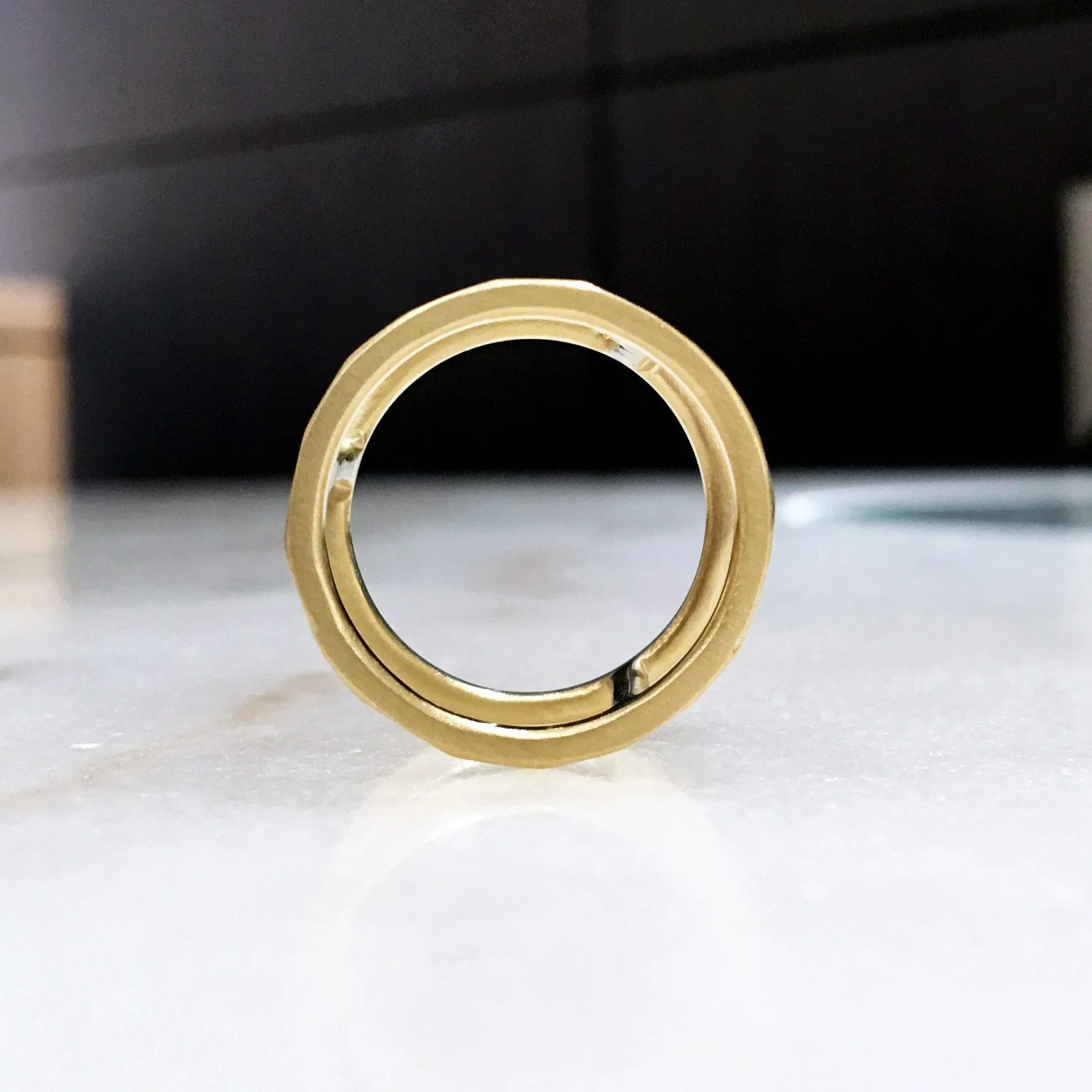 Lisa Ziff Diamond Gold Handmade Open Tripod Band Ring