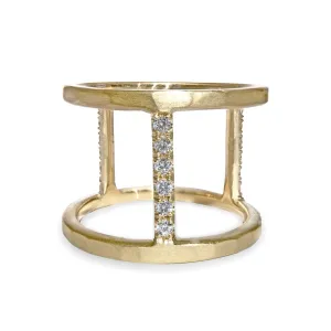 Lisa Ziff Diamond Gold Handmade Open Tripod Band Ring