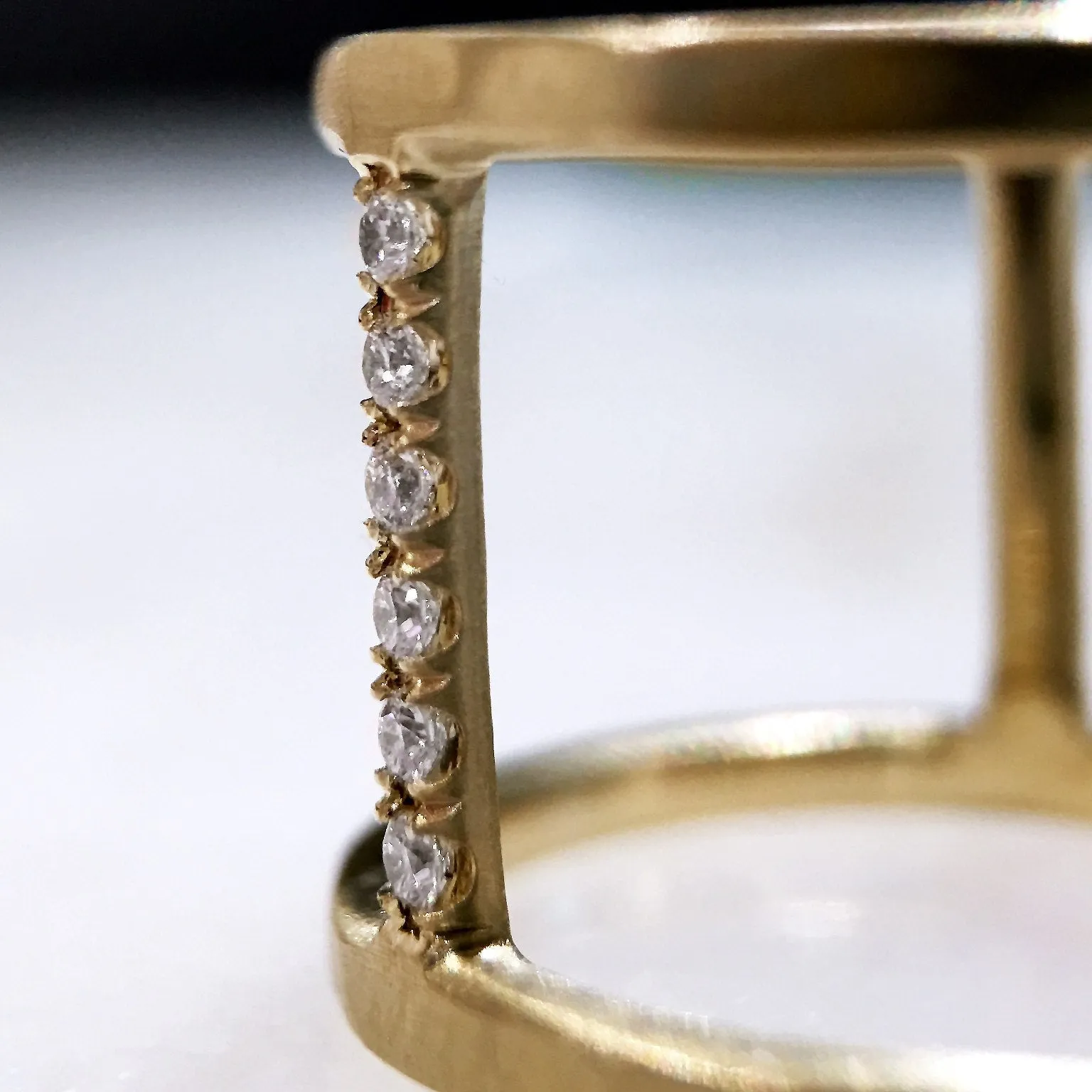 Lisa Ziff Diamond Gold Handmade Open Tripod Band Ring